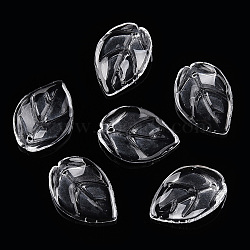 Transparent Glass Petal Beads, Leaf, Clear, 21.5x14.5x4.5mm, Hole: 1~1.2mm, about 980~1000pcs/set(GLAA-N001-12)