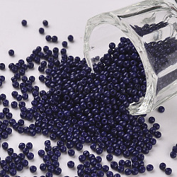 11/0 Grade A Round Glass Seed Beads, Baking Paint, Midnight Blue, 2.3x1.5mm, Hole: 1mm, about 48500pcs/pound(SEED-N001-A-1009)