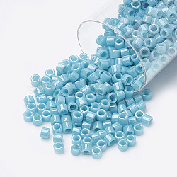 MIYUKI Delica Beads Medium, Cylinder, Japanese Seed Beads, (DBM0217) Opaque Turquoise Green Luster, 10/0, 1.7x2.2mm, Hole: 1mm, about 10800pcs/bag, 100g/bag(SEED-S014-DBM-0217)