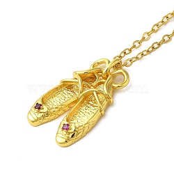 304 Stainless Steel Cubic Zirconia Pendant Necklaces, Real 18K Gold Plated, Shoes, 15.55~16.50 inch(39.5~41.9cm), pendant: 25x15mm(NJEW-Q347-01F)