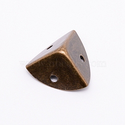 Triangle Iron Box Corner Protectors, with Screw, Antique Bronze, 26.5x36.5x25mm, Hole: 4mm(KK-WH0035-06AB)