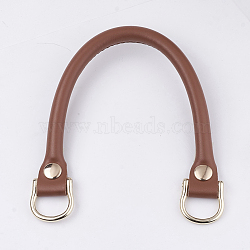 Cowhide Bag Handles, with Brass and Alloy Findings, for Bag Straps Replacement Accessories, Golden, Chocolate, 325~335x11x14~15mm(FIND-T054-03C)