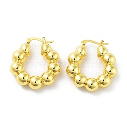 Brass Hoop Earrings, Real 18K Gold Plated, 33x8.5x29mm(KK-R150-04B)