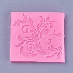 Food Grade Silicone Molds, Fondant Molds, For DIY Cake Decoration, Chocolate, Candy, UV Resin & Epoxy Resin Jewelry Making, Leafy Branches, Deep Pink, 57x53x5mm(DIY-L019-043A)