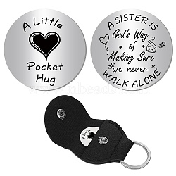 201 Stainless Steel Commemorative Coin, Pocket Hug Coin, Inspirational Quote Coin, Decision Maker, Flat Round, Stainless Steel Color, Heart, 30x2mm(AJEW-CN0002-35C)