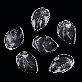 Transparent Glass Petal Beads, Leaf, Clear, 21.5x14.5x4.5mm, Hole: 1~1.2mm, about 980~1000pcs/set