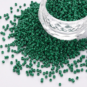 Glass Cylinder Beads, Seed Beads, Baking Paint, Round Hole, Sea Green, 1.5~2x1~2mm, Hole: 0.8mm, about 45000pcs/bag, about 1pound/bag