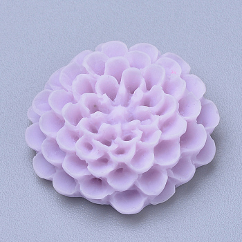 Resin Cabochons, Dahlia Flower, Lilac, 19~20x6~7mm