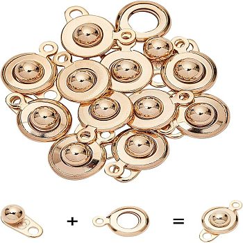 304 Stainless Steel Snap Clasps, Golden, 15x9x5mm, Hole: 1.5~1.8mm, 12sets/box