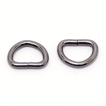 Iron D Rings, Buckle Clasps, For Webbing, Strapping Bags, Garment Accessories, Gunmetal, 15.5x19x3mm