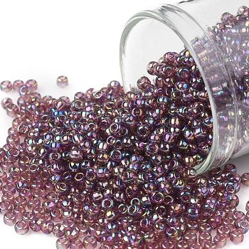 TOHO Round Seed Beads, Japanese Seed Beads, (166B) Transparent AB Medium Amethyst, 11/0, 2.2mm, Hole: 0.8mm, about 1110pcs/10g