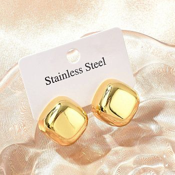 304 Stainless Steel Stud Earrings for Women, Rhombus, Golden, 22x22mm