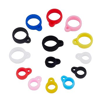 72Pcs 12 Style Silicone Pendants, for Electronic stylus & Lighter Making, Ring, Mixed Color, 16x12x6mm, Hole: 2.5mm, Inner Diameter: 8~13mm, 6pcs/style