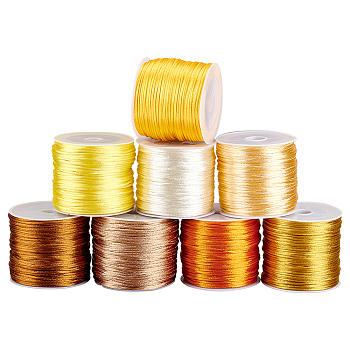 Elite 8 rolls 8 colors Nylon Rattail Satin Cord, Beading String, for Chinese Knotting, Jewelry Making, Mixed Color, 1mm, about 32.8 yards(30m)/roll, 1 roll/color