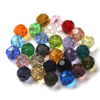 Imitation Austrian Crystal Beads, Grade AAA, Faceted(32 Facets), Round, Mixed Color, 8mm, Hole: 0.9~1.4mm