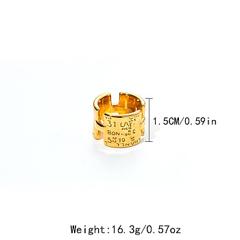 Word 304 Stainless Steel Finger Rings, Golden, 15mm, US Size 8(18.1mm)