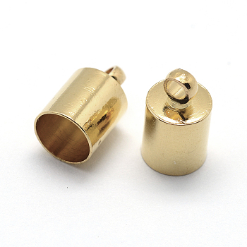 Brass Cord Ends, End Caps, Golden, 10x5mm, Hole: 1mm, Inner Diameter: 4.5mm