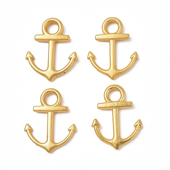 Rack Plating Alloy Pendants, Cadmium Free & Lead Free & Nickle Free, Anchor Charms, Matte Gold Color, 19x15x2mm, Hole: 3.2mm