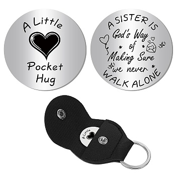 201 Stainless Steel Commemorative Coin, Pocket Hug Coin, Inspirational Quote Coin, Decision Maker, Flat Round, Stainless Steel Color, Heart, 30x2mm