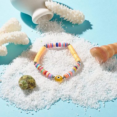 Handmade Polymer Clay Heishi Beads Stretch Bracelet(BJEW-JB07372-02)-2