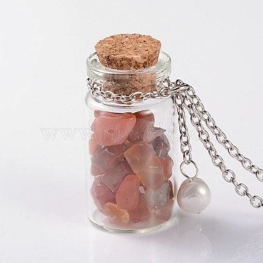 Cute Design Glass Wishing Bottle Pendant Necklaces(NJEW-JN01090)-3