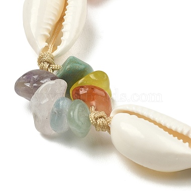 Gemstone & Cowrie Shell Braided Bead Bracelets(BJEW-TA00384)-3