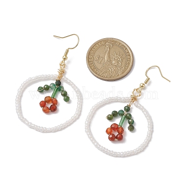 Boucles d'oreilles pendantes en perles de rocaille en verre fleur(EJEW-MZ00148-02)-3