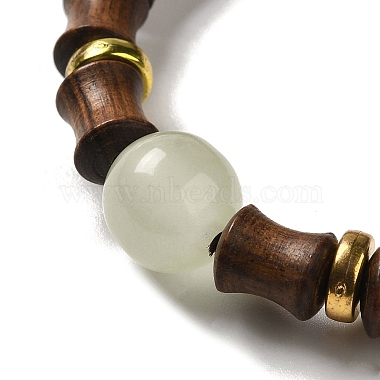 Black Rosewood Bamboo Joint Beaded Stretch Bracelet(BJEW-B080-13B)-2