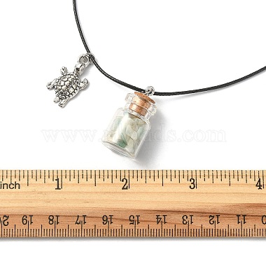 Glass Bottle & Alloy Tortoise Pendant Necklace(NJEW-FZ00015)-2