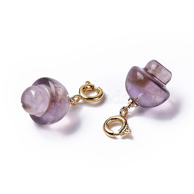 Natural Amethyst Mushroom Spring Ring Clasp Charms(HJEW-P014-02G)-3