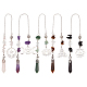 5Pcs 5 Style Natural Gemstone Pointed Dowsing Pendulums(FIND-UN0002-24)-1