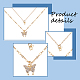 2Pcs 2 Colors Crystal Rhinestone Butterfly Pendant Double Layer Necklaces Set(NJEW-AN0001-23)-3