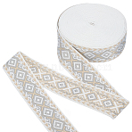 Ethnic Style Polyester Ribbon, Rhombus Pattern, for Garment Accessories, Gift Decoration, PapayaWhip, 2 inch(50mm), about 11 Yards/Roll(OCOR-WH0105-092C)