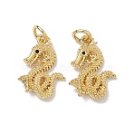 Brass Micro Pave Cubic Zirconia Pendants, Rack Plating, Long-Lasting Plated, Lead Free & Cadmium Free, Dragon Charms, Real 18K Gold Plated, 17.5x12.5x3.5mm, Jump Ring: 5x1mm, Inner Diameter: 3.3mm(KK-K420-04G)