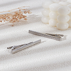2Pcs 2 Styles Brass Tie Clips for Men, Platinum, 60x6mm, 1pc/style(AJEW-LP0010-97)
