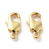 Brass Lobster Claw Clasps, Real 18K Gold Plated, 13x7x3mm, Hole: 1.6mm(KK-G479-02G)