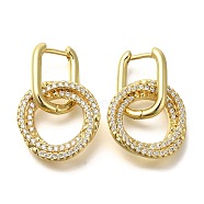 Ring Rack Plating Brass Micro Pave Clear Cubic Zirconia Hoop Earrrings for Women, Long-Lasting Plated, Cadmium Free & Lead Free, Real 18K Gold Plated, 31x20mm(EJEW-L097-04G)