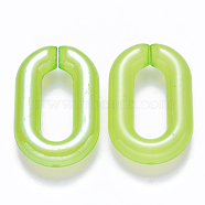 Imitation Jelly Acrylic Linking Rings, Quick Link Connectors, for Cable Chains Making, Pearlized, Oval, Green Yellow, 31x19.5x5.5mm, Inner Diameter: 19.5x7.5mm(OACR-S036-006A-F05)