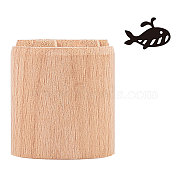 Wood Wax Seal Stamp, Fish Pattern, 35mm(AJEW-WH0122-002)