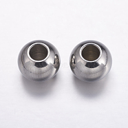 304 Stainless Steel Beads, Round, Stainless Steel Color, 10x8mm, Hole: 4mm(X-STAS-K146-062-C)