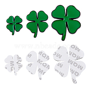 3 Sets 3 Styles Zinc Alloy Car Stickers, Clover Car Decals for Vehicle Decoration, Green, 40~74x33~60x1.3~3mm, 1 set/style(STIC-FH0001-05A)