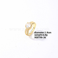 Shiny Round Fashion Brass Rhinestone Ring, Elegant Jewelry Accessory for Women, Clear, US Size 9(18.9mm)(JJ0497-2)