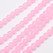 Natural & Dyed Malaysia Jade Bead Strands, Round, Pink, 6mm, Hole: 0.8mm, about 64pcs/strand, 15 inch(X-G-A146-6mm-A16)