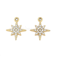 Alloy Crystal Rhinestone Pendants, Star, Golden, 18x15x2mm, Hole: 2mm(FIND-M018-16G)