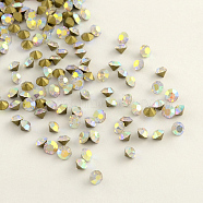 Glass Pointed Back Rhinestone, Back Plated, Diamond, Crystal AB, 1.4~1.5mm, about 144pcs/gross(RGLA-PP8-26B)