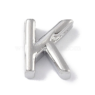 Brass Pendants, Letter Charms, Platinum, Letter K, 8.5x7.5x3mm, Hole: 1.5mm(KK-P266-05P-K)