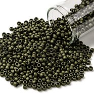 TOHO Round Seed Beads, Japanese Seed Beads, (617) Matte Color Dark Olive, 8/0, 3mm, Hole: 1mm, about 1110pcs/50g(SEED-XTR08-0617)