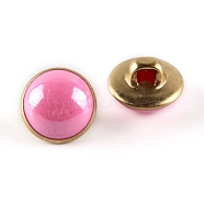 1-Hole Brass Resin Button, Flat Round, Hot Pink, 10x8mm, Hole: 3x2.5mm(BUTT-WH0015-35E)