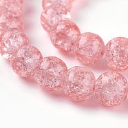Crackle Glass Bead Strands, Round, Pink, 8mm, Hole: 1mm, about 47~48pcs/strand, 14.56 inch~15.15 inch(37~38.5cm)(CCG-E002-8mm-02)