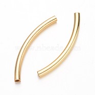 Curved Brass Tube Beads, Real 18K Gold Plated, 50x4mm, Hole: 3mm(X-KK-D508-14G)